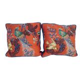 PAIR OF CUSTOM SCHUMACHER PEACOCK CHINOISERIE PILLOW COVERS