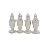 4 PC EMPIRE STERLING SILVER SALT & PEPPER SHAKERS