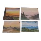 4 VINTAGE VALENTIN KOSLOV ORIGINAL WATERCOLORS