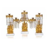 ANTIQUE GILDED GIRANDOLE CANDELABRA SET MOTHER & CHILD