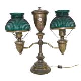 ANTIQUE DOUBLE ARM BRASS STUDENT LAMP