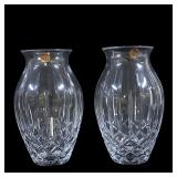 MATCHED PAIR OF BLOCK CUT CRYSTAL VASES