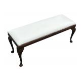 ANTIQUE QUEEN ANNE UPHOLSTERED BENCH