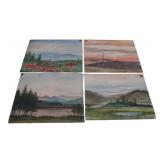 4 VINTAGE VALENTIN KOSLOV ORIGINAL WATERCOLORS