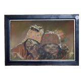 VINTAGE PERUVIAN ORIGINAL PAINTING ON BOARD CHILDREN