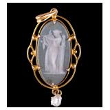 14K Gold Pendant Wedgwood Green Jasperware