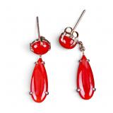14K Gold and Red Coral Earrings