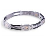 Stainless Steel and 14K Cable Link Bracelet