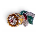 Vintage Trifari Rhinestone Enamel Shoe Clip