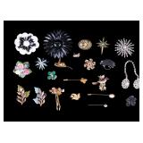 Vintage Enamel and Rhi9nestone Brooches