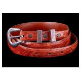 James Reid LTD Lizard Belt with Sterling Buckle