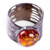 Amber and Sterling Silver Ring