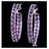 Amethyst and Sterling Inside/Out Hoops