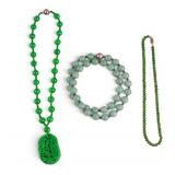 Sterling Silver Clasped Necklaces w/ Jade