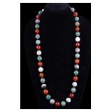 Agate and Jade Gumball Style Necklace