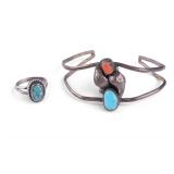 Turquoise, Silver Bracelet and Ring