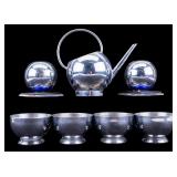 Chrome Chase USA 1930s Art Deco Syrup Pitcher, Set