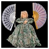Vintage Russian Babushka Teapot Warmer Doll, Fans