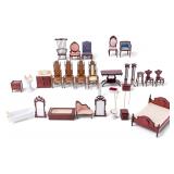 Vintage Dark Wood Dollhouse Furniture and More