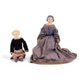 19th C Papier Mache China Head Dolls