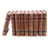 19th C John Lord 9 Vol Leather Bound Book Set