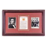 Pres. Lincoln Ephemera with Wood Chip and COA