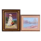 Signed O/C + Framed Print, Impressionist Style