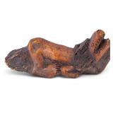 Primitive Carved Wood Lion Statuette