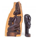 African Ironstone Wood Carved Figures Pair