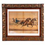 19thC Currier & Ives Horse Racing Color Lithograph