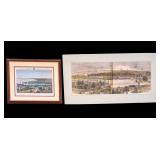 Hand Tinted Lithographic Etchings (2)