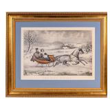 19th C Currier and Ives Framed Color Lithograph