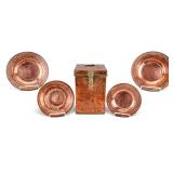 Antique Afghan Copper Box w/ Lidded Latch, Plates