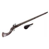 Turkish Antique MOP Flintlock Rifle w/ Powder Horn