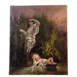 19th C O/C Moses Among the Reeds