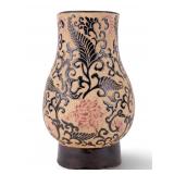 Vintage Vietnamese Painted Floral Ceramic Vase