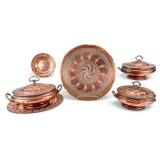 Antique Persian Copper Tureens, Tray, Dishes