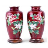 Pair of Chinese Enamel Floral Vases