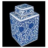 Chinese Blue and White Covered Tea Caddy