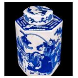 Chinese Blue and White Covered Tea Caddy