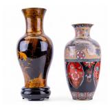 Vintage Cloisonne, Lacquered Wood Vases (2 Pc.)