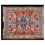 Hand-Knotted Kazak Area Rug
