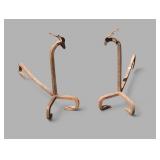 Pair of Early Iron Stag-Form Andirons