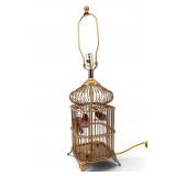 Brass Bird Cage-Form Table Lamp