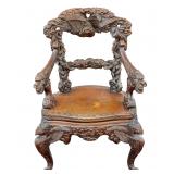 Highly Carved Chinese Dragon/Phoenix Chair