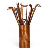 Embossed Umbrella Stand w/ Vintage/Antique Canes