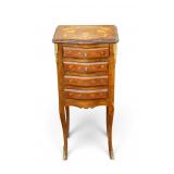 French Inlaid 4-Drawer Side Table