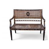 French/English Japanned Antique Settle Bench