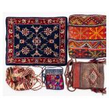 Hand Knotted Persian Mat & Vintage Covers & Purse