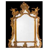 Antique Carved and Gilded Phoenix Mirror